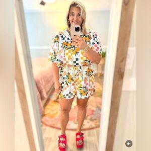 Plus Size White Lemon Print SHEIN 2 Piece Set